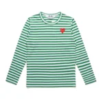 Comme Des Garcons Play Heart Stripped Longsleeve Shirt Green