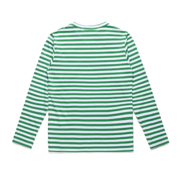 Comme Des Garcons Play Heart Stripped Longsleeve Shirt Green