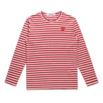 Comme Des Garcons Play Heart Stripped Longsleeve Shirt Red