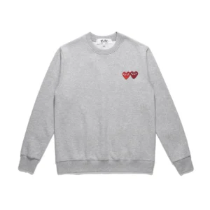 Comme Des Garcons Play Double Heart Sweatshirt Grey