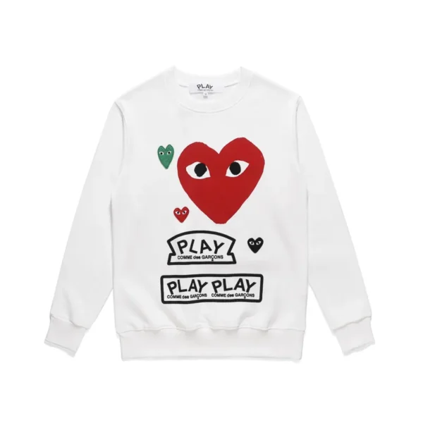 Comme Des Garcons Play Multi Logo Red Heart Sweatshirt